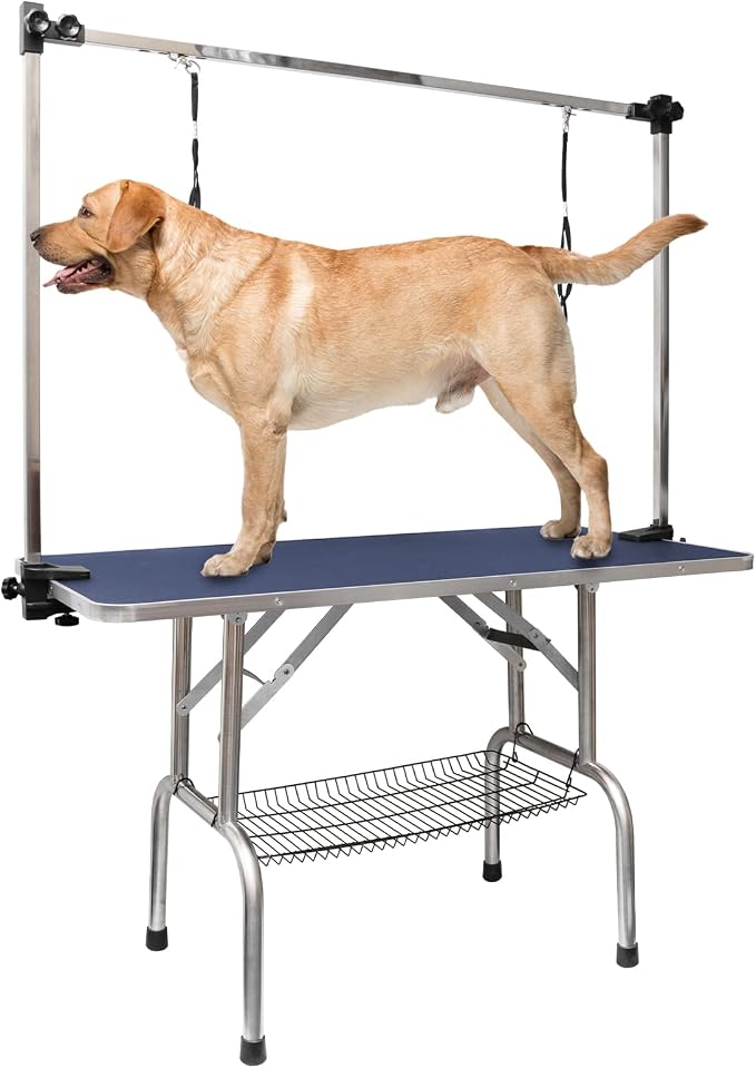 ROOMTEC 46" Dog Grooming Table, Foldable Home Pet Bathing Station by ROOMTEC