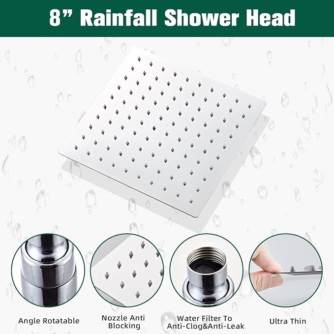 Shower Head - Shower Faucet Set Square Shower Combo System - Image 4