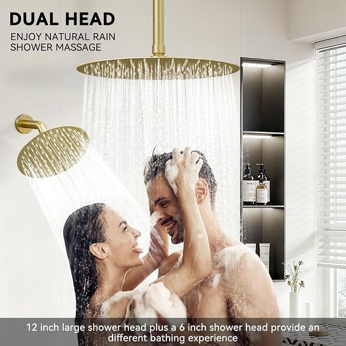 Shower Systems Shower Faucet Sets STARBATH 3 Way 12+6" Round Dual Rainfall - Image 3