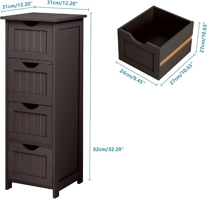 Bonnlo Skinny Bathroom Floor Storage Cabinet, 12 Inch Wide Deep Small Storage - Image 3