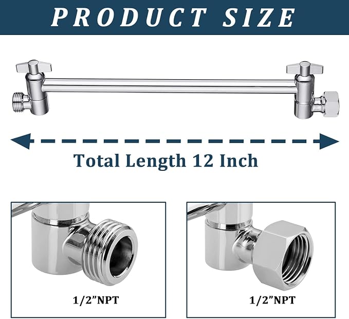 Adjustable Shower Head Extension Arm, Shower Arm Extender - Image 5