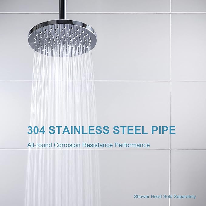 OFFO Shower Arm with Flange, 3 in Ceiling Mount Replacement Rain Shower Head - Image 3