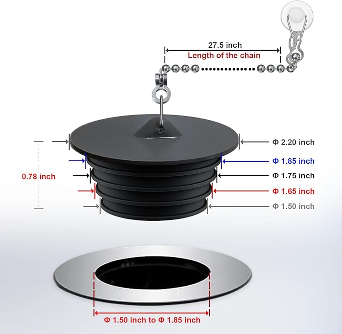 Bathtub Stopper, Silicone Tub Drain Stopper/Plug/Cover - Image 2