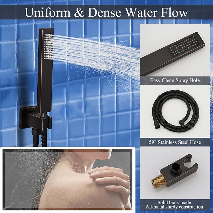 12 Inch Oil Rubbed Bronze Ceiling Mount Shower System Bathroom Luxury Rain - Image 5