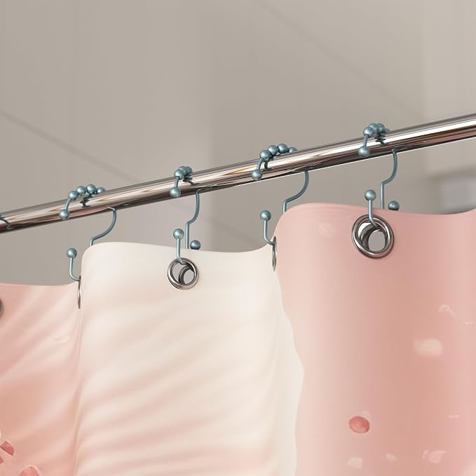 Titanker Shower Curtain Hooks Rings, Rust-Resistant Metal Double Glide Shower - Image 7