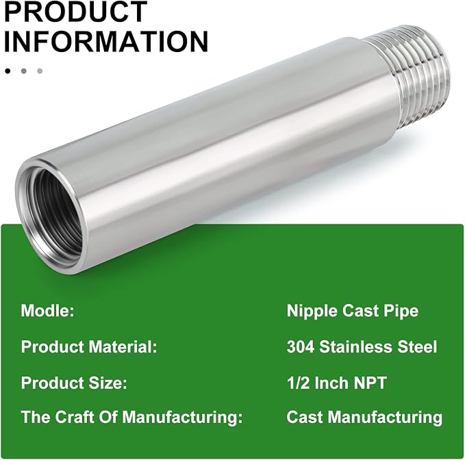 TAISHER 2PCS Stainless Steel Pipe Fittings, 1/2" NPT Male x 1/2" NPT Female - Image 5