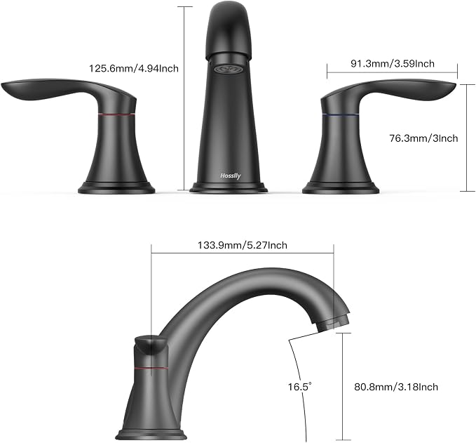 Bathroom Sink Faucet, Faucet for Bathroom Sink, Widespread Matte Black Bathroom - Image 5