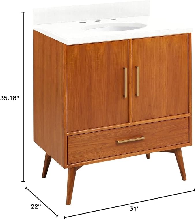 Signature Hardware 953363-30-UM-8 Novak 30" Freestanding Teak Single Basin - Image 2