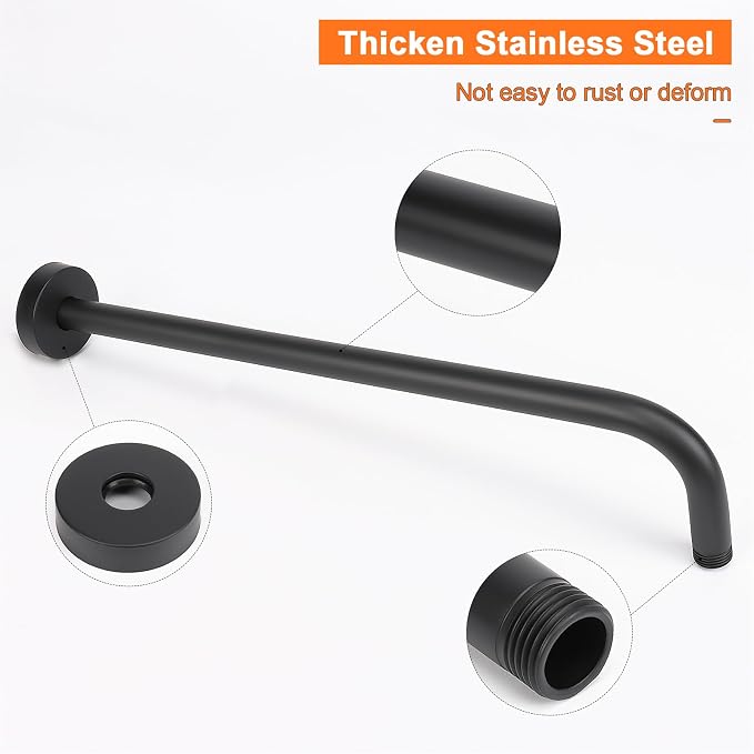 HarJue Shower Arm with Flange and Teflon Tape, Wall Mounted Shower Pipe 304 - Image 4