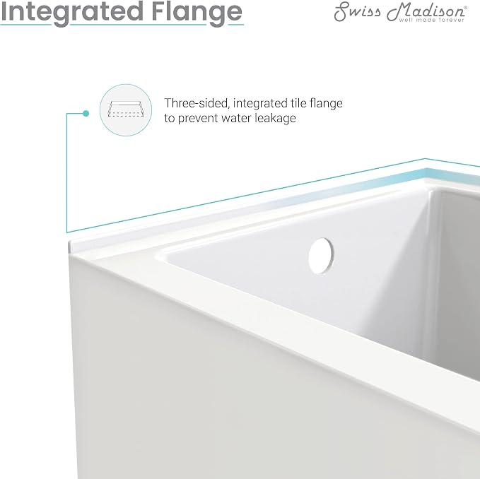 Voltaire 54" X 30" Left-Hand Drain Alcove Bathtub - Image 7