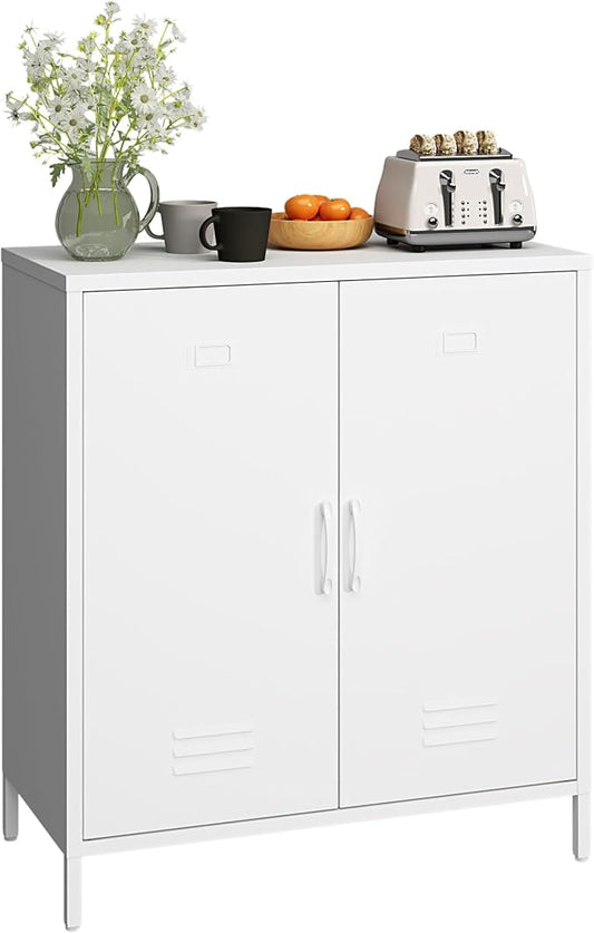 Locker Cabinet, 35.43" H White Metal Locker Storage Cabinet by Steehoom