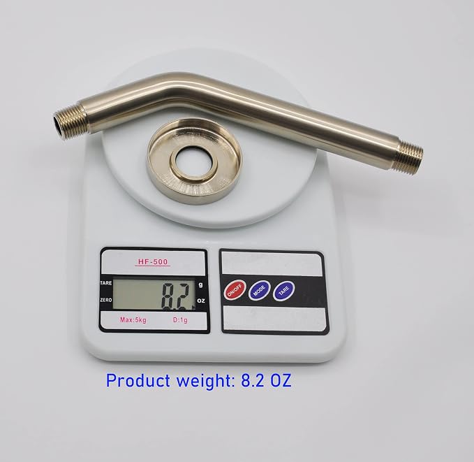 Aquaiaw Shower Arm and O-Ring Flange, 8 inch, Solid Brass, Both Soldered 1/2 - Image 4