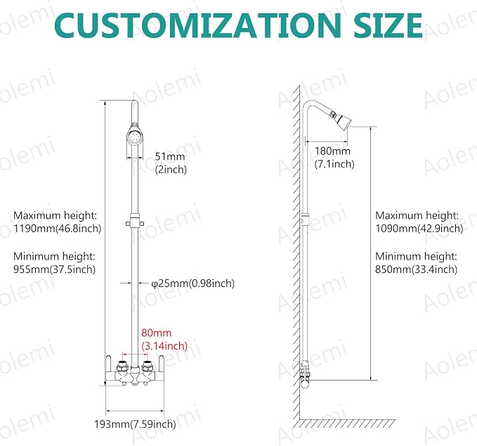 Aolemi Outdoor Shower Fixtures Outdoor Shower Kit Faucet System 3 Inch Center 2 - Image 8