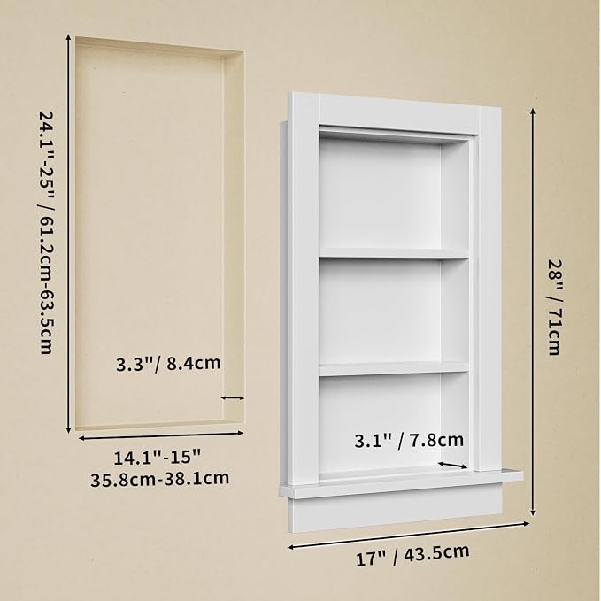 Wood Recessed Wall Niche, Wooden Medicine Cabinet - Image 3