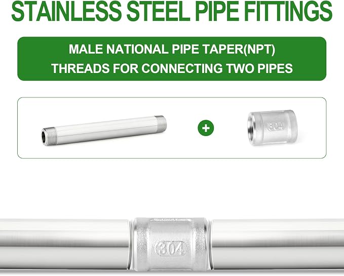TAISHER 2PCS Stainless Steel Pipe Fittings, 3/4" NPT Male x 3/4" NPT Male - Image 6