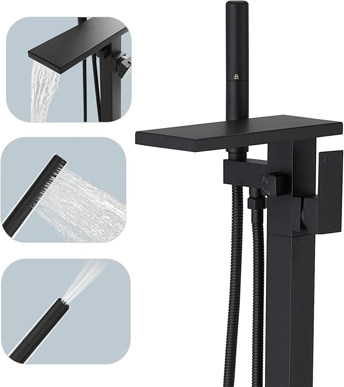 Hoimpro Tub Filler Freestanding Bathtub Faucet Matte Black Floor Mount Tub by Hoimpro
