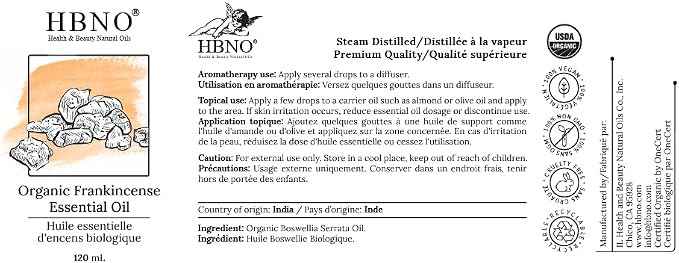 HBNO California Bottled Organic Frankincense Essential Oil 4 fl oz - Image 8