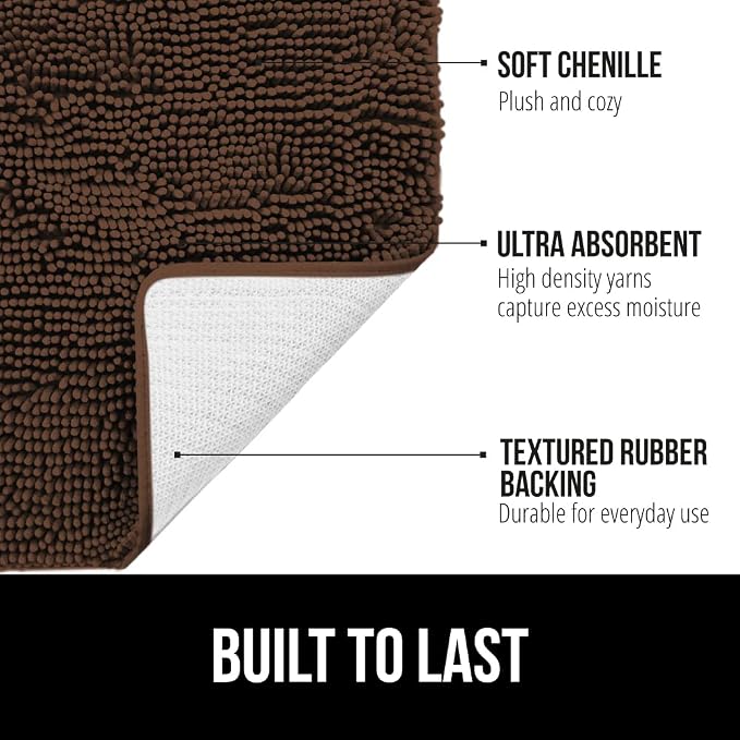 GORILLA GRIP Bath Rug Mat 48x24, Thick Soft Absorbent Chenille, Quick Dry - Image 2