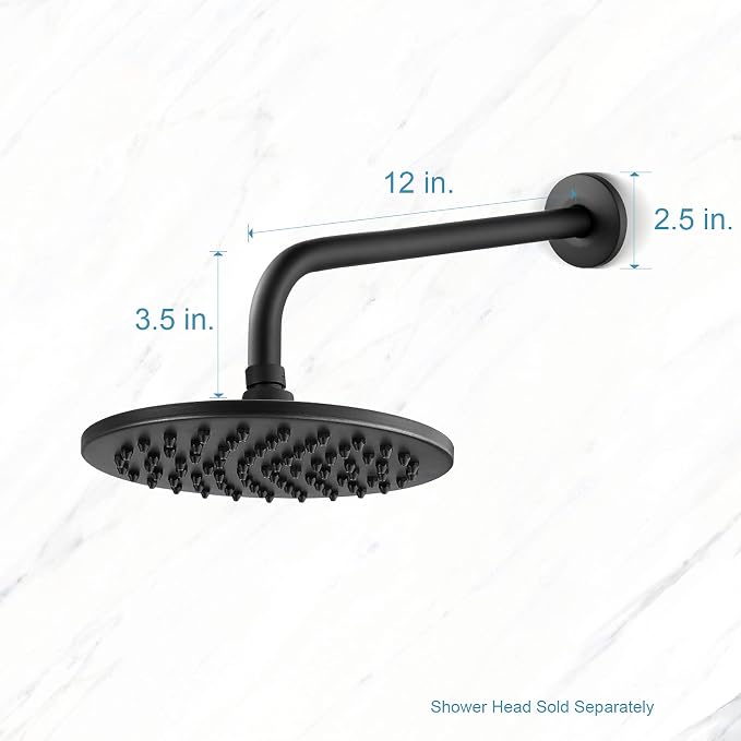 OFFO Shower Arm with Flange, 12 in Wall Mount Replacement Angle Shower Head Arm - Image 5