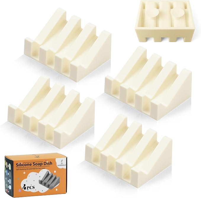 Silicone Soap Dish with Drain, Upgrade Double Suction Cups at The Bottom by AIXIAOYA