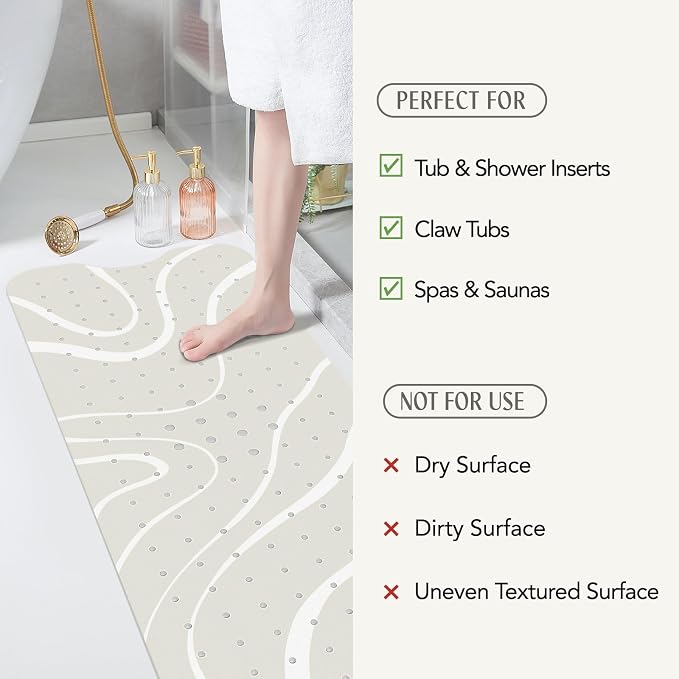 SHUCHING White Minimalist Lines Bath Mat - Image 5
