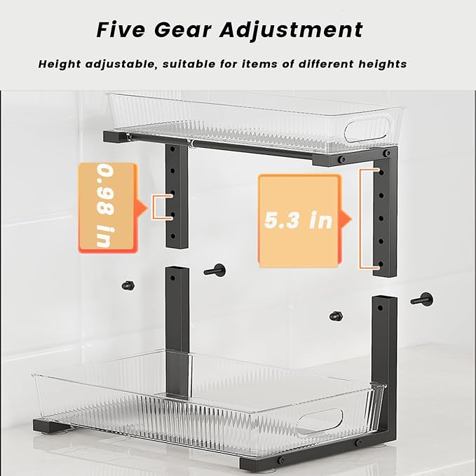 Under Sink Organizer, 2 Tier Pull Out Storage Organizer, Slide Out Storage Shelf - Image 4