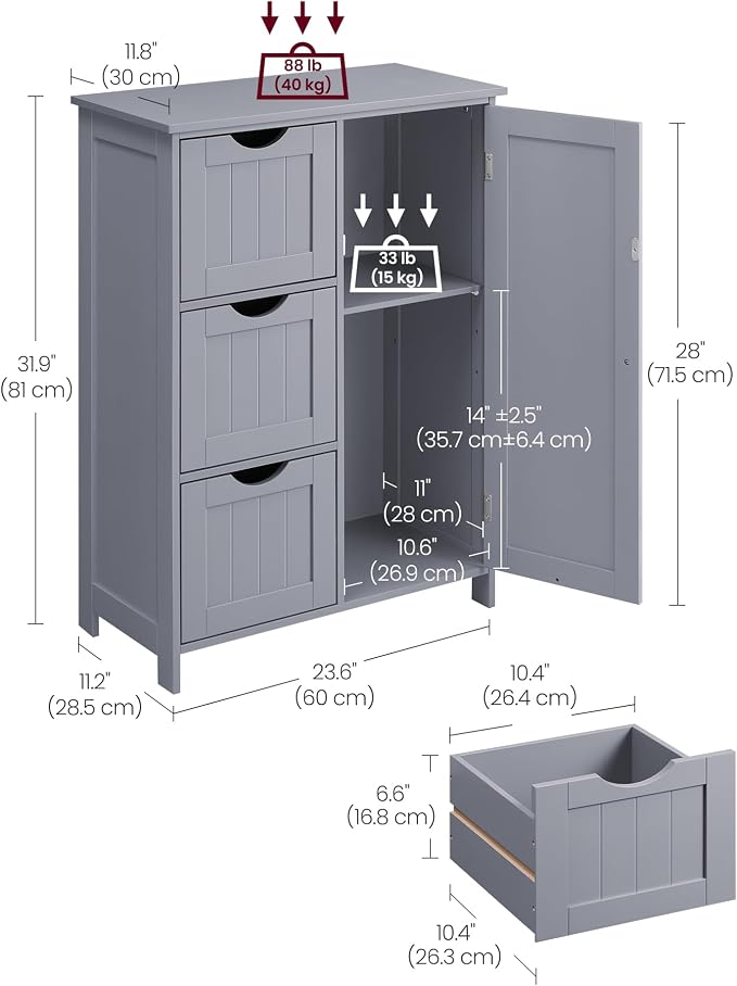 VASAGLE Floor Storage Cabinet, Freestanding Storage Unit - Image 3