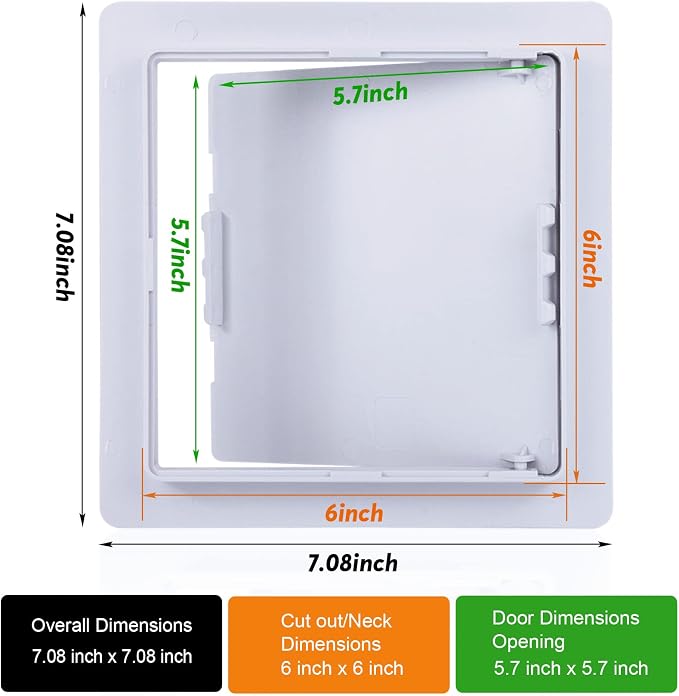 Plumbing Access Panel for Drywall 6 x 6 Inch Plastic Access Door Removable Wall - Image 2