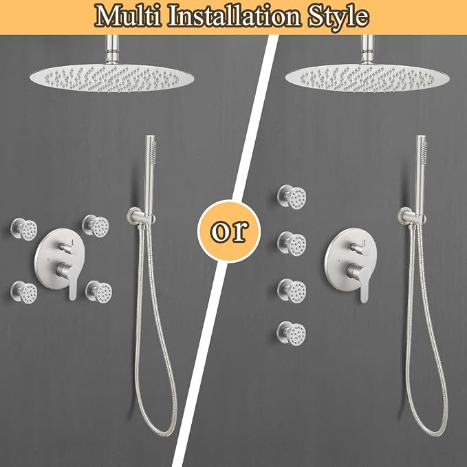 Brushed Nickel Round Shower Faucet Set - Image 6