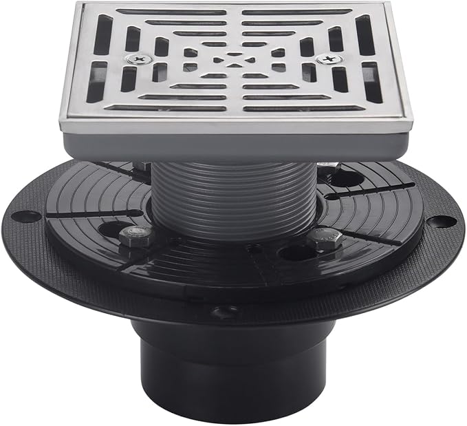 4-1/4"Square Brushed Nickel Shower Drain，Base by DEOKXZBathroomMall