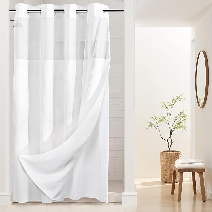 River Dream Stall Heavyweight No Hooks Required Dotted Waffle Weave Shower by RiverDream
