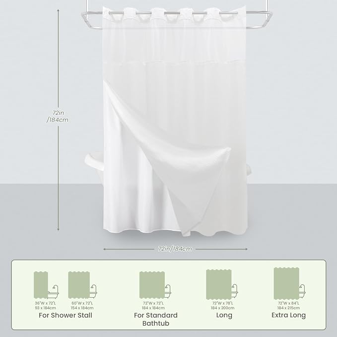 Inhousolu No Hook Shower Curtain - Image 7