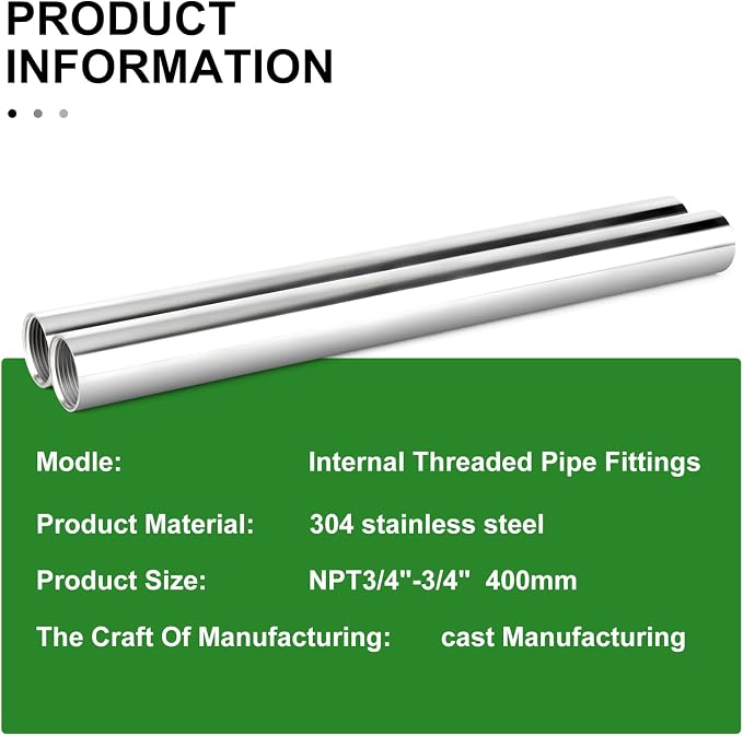 TAISHER 2PCS Stainless Steel Pipe Fittings, 3/4" NPT Female x 3/4" NPT Female - Image 5