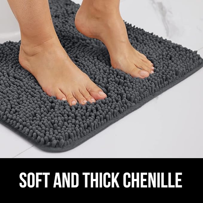 GORILLA GRIP Bath Rug Mat 48x24, Soft Absorbent Chenille, Quick Dry Microfiber - Image 3