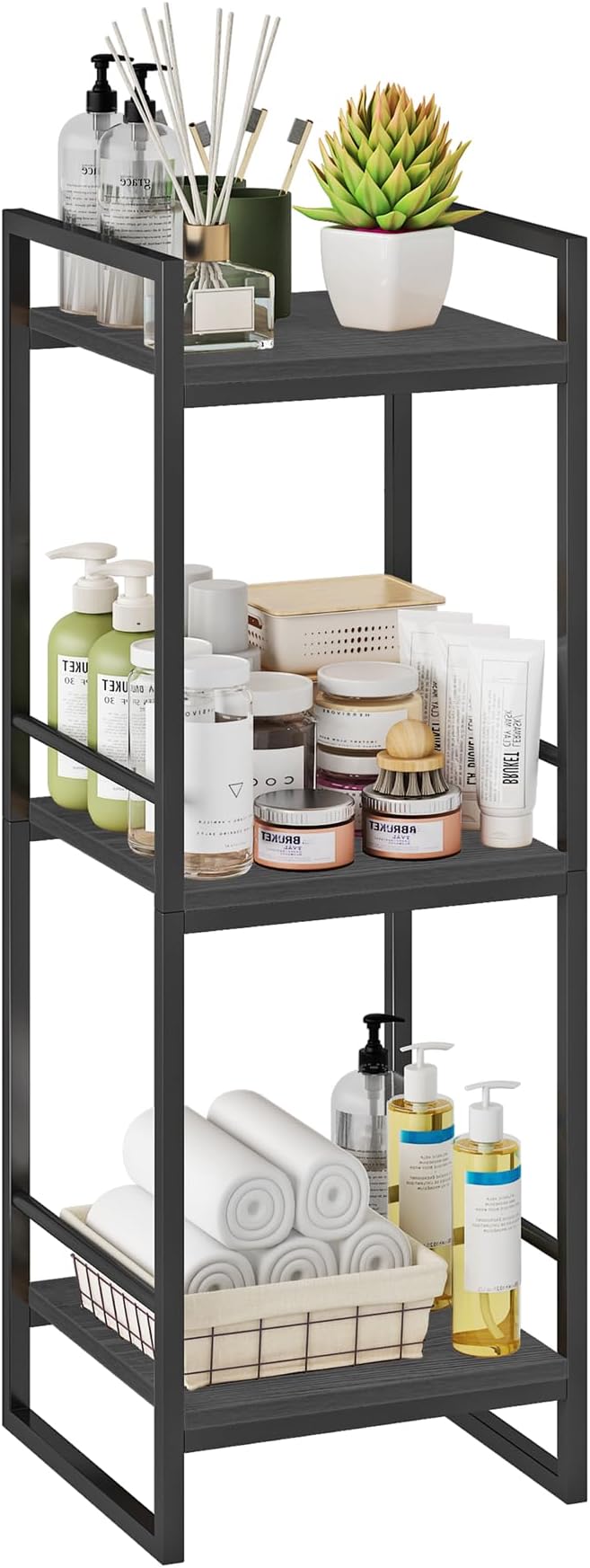 BYFU 3 Tier Bathroom Storage Open Shelf, Freestanding Metal Corner Storage Rack by BYFU-livingasimplelife