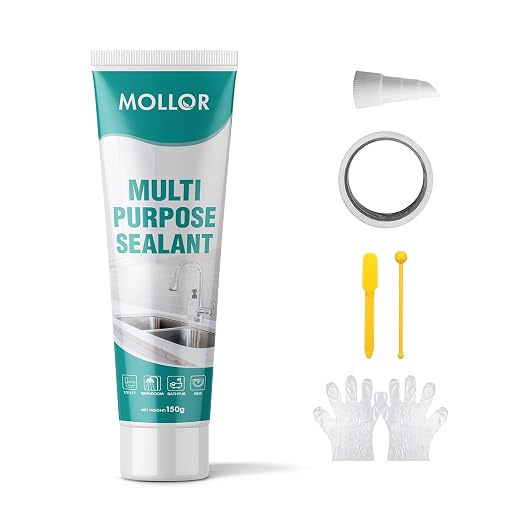 White Silicone Caulk for Bathroom & Kitchen, Waterproof Silicone Sealant for by MOLLOR