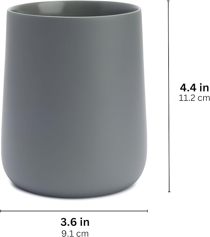 Matte Gray Toothbrush and Toothpaste Holder and Cup - Image 5