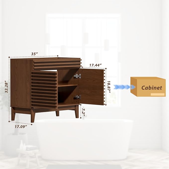 APRILSOUL 36" Bathroom Vanity, Mid-Century Bathroom Vanity Cabinet - Image 2