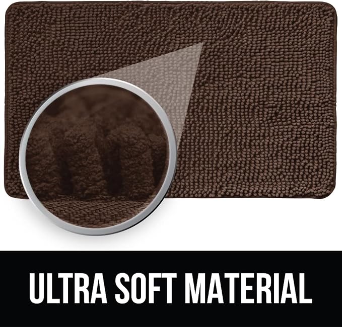 KANGAROO Bathroom Rugs, Chenille Soft Absorbent Bath Rug, Shaggy Shower Mat - Image 4