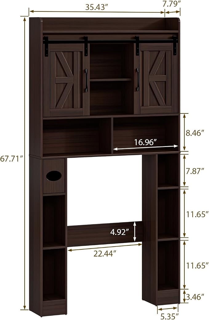 Over The Toilet Storage Cabinet, Farmhouse Toilet Cabinet Rack - Image 2