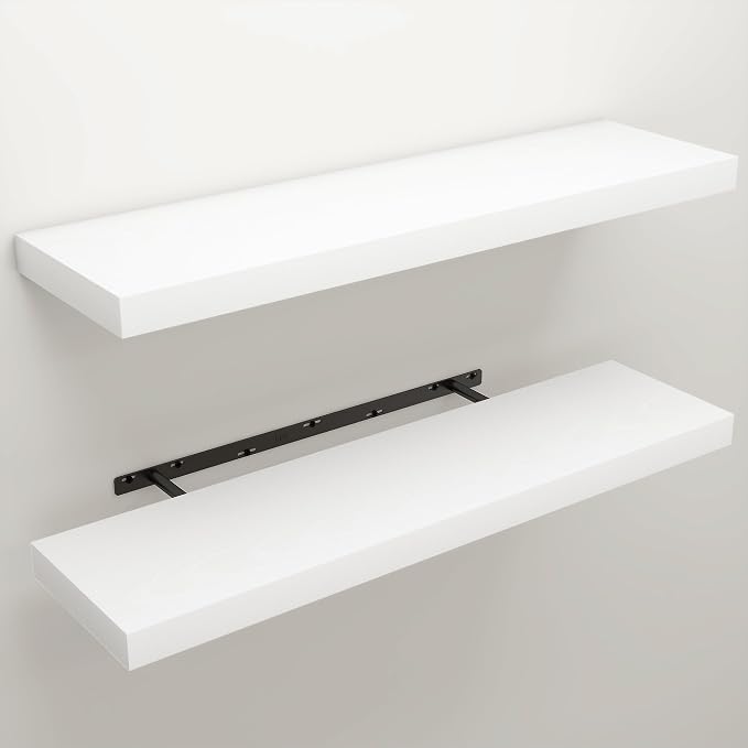 Floating Shelves for Wall, 9.3" Deep Wall Mounted Wood Shelves for Bathroom - Image 3