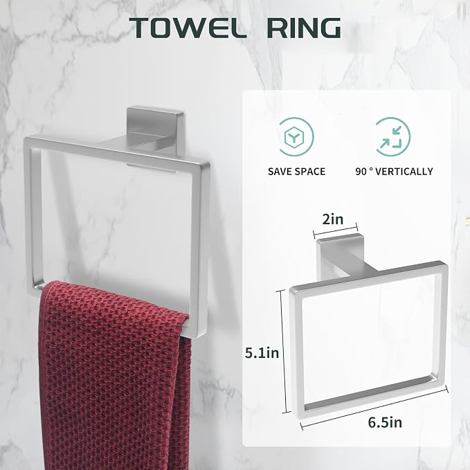 7-Piece Bathroom Hardware Set Brushed Nickel Towel Bar Set - Image 4