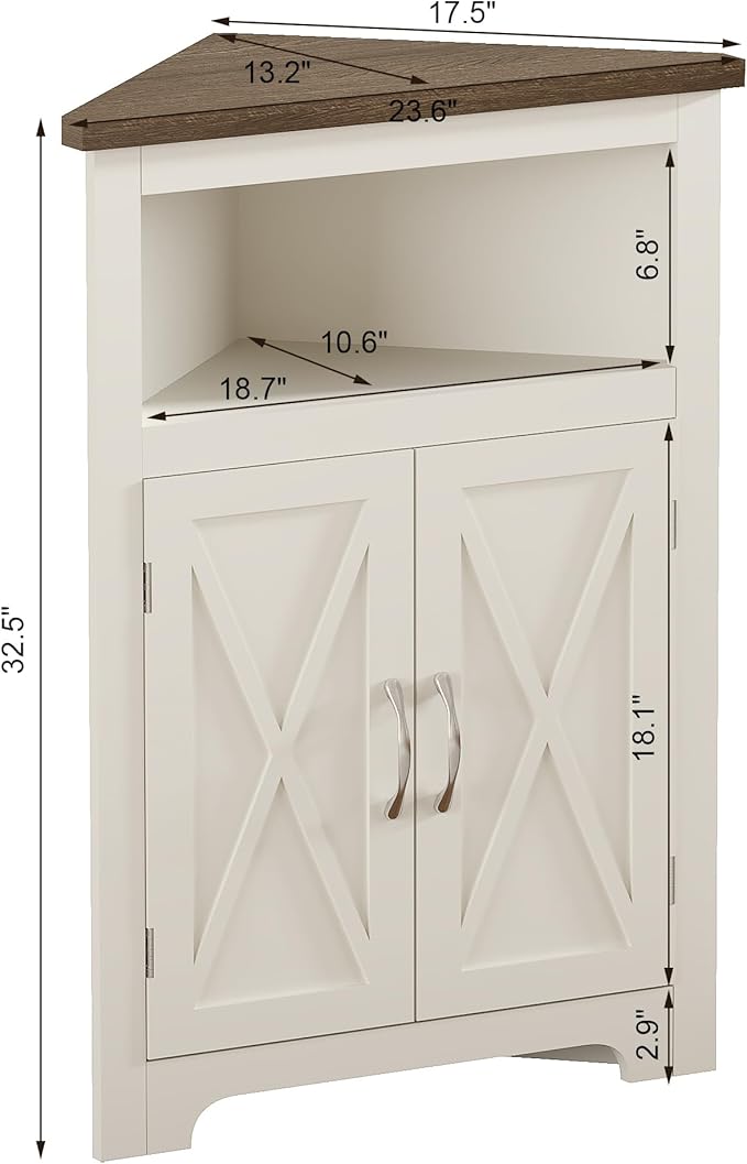 ChooChoo Farmhouse Corner Cabinet, Small Corner Storage Cabinet - Image 2