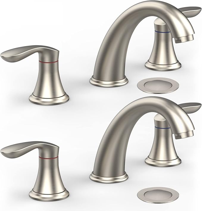 Bathroom Sink Faucet, Faucet for Bathroom Sink, Widespread Brushed Nickel by Unknown