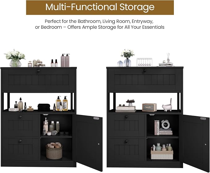 Storage Cabinet, Modern Bathroom Floor Storage Cabinet Organizer - Image 6