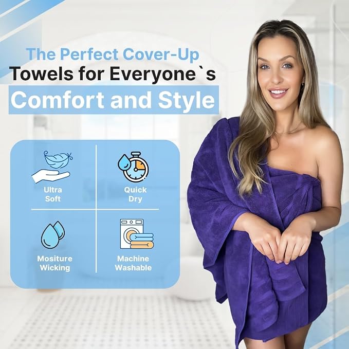 Infinitee Xclusives 100% Cotton Luxury Bath Towels Set of 2 - Image 4