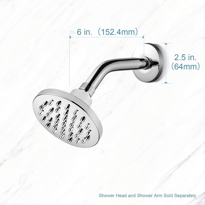 OFFO Shower Arm with Flange, 6 in Wall Mount Replacement Angle Shower Head Arm - Image 5