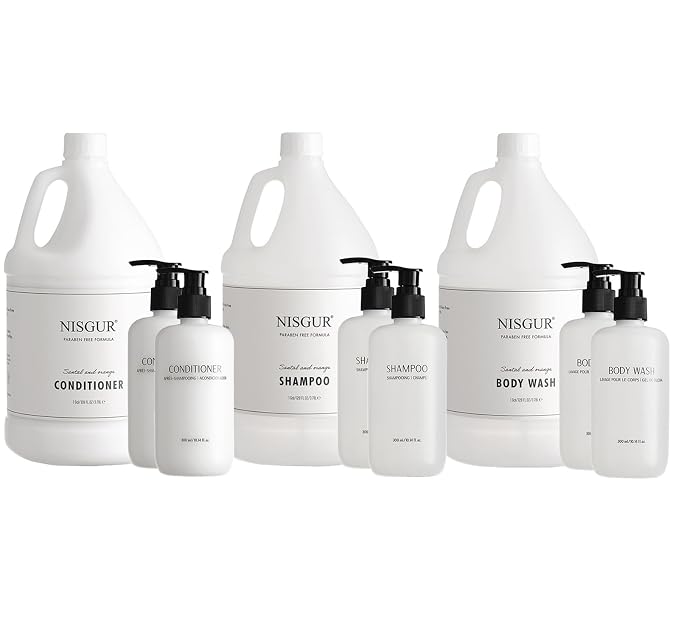 Gallon Shampoo Conditioner and Body Wash Refillable Set by Nisgur