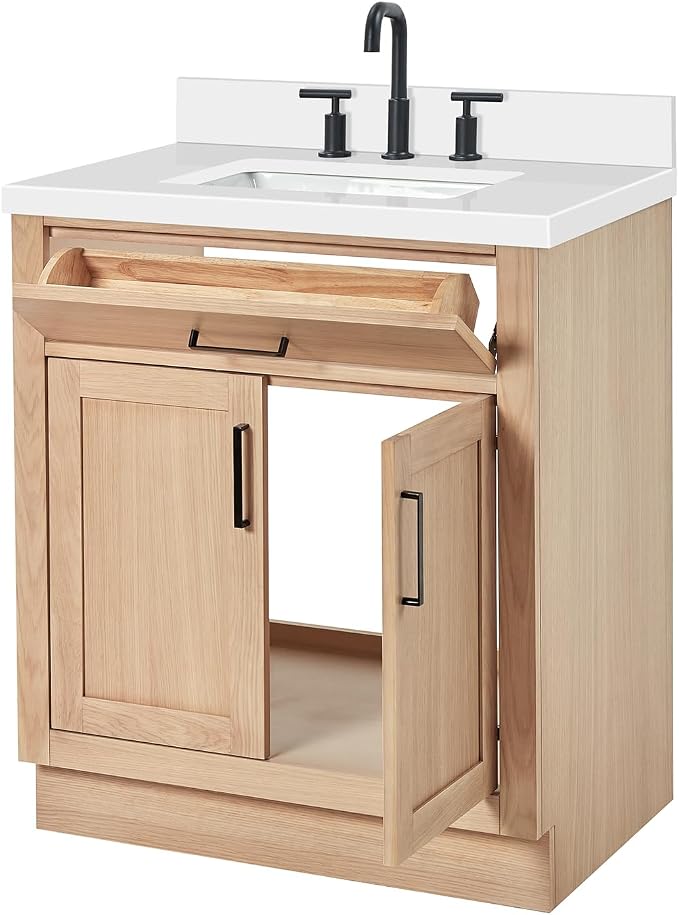 ARIEL Hepburn 31" Inch Oak Single Bathroom Vanity - Image 6