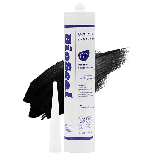 Black BioSeal 100% Silicone Sealant Caulk General Purpose, Waterproof and No by BladeDepot